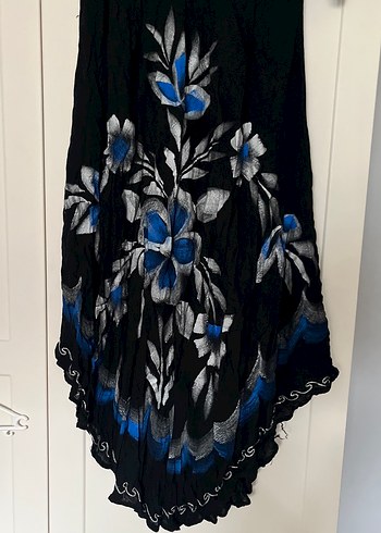 Baskı Detaylı Siyah Bohem Uzun Elbise - Görsel 3