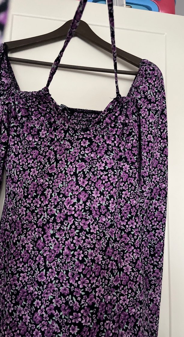 Uzun Mor Kadın Elbise - Görsel 5