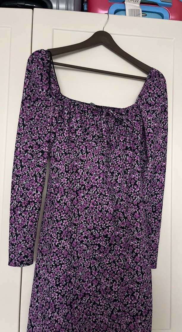 Uzun Mor Kadın Elbise - Görsel 4