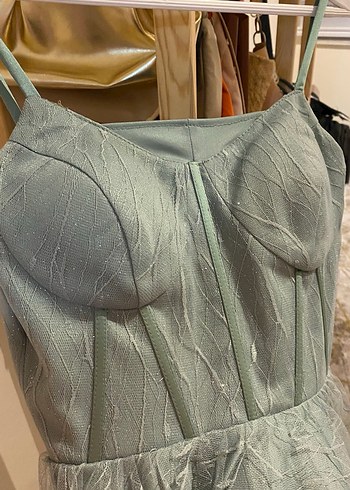 Şeffaf Detaylı Mini Vintage Abiye Elbise - Görsel 9