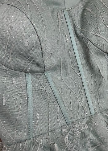 Şeffaf Detaylı Mini Vintage Abiye Elbise - Görsel 8