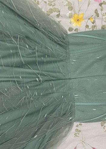 Şeffaf Detaylı Mini Vintage Abiye Elbise - Görsel 3