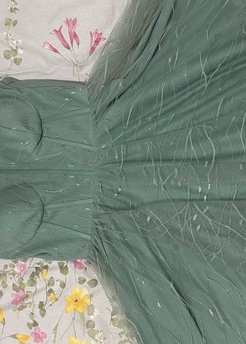 Şeffaf Detaylı Mini Vintage Abiye Elbise - Görsel 2