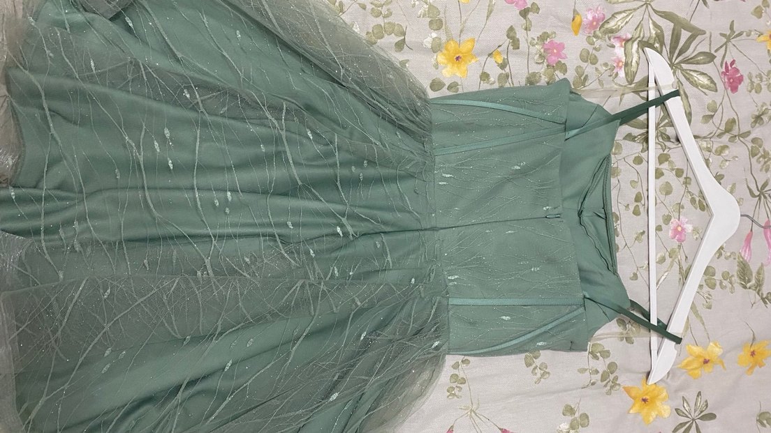 Şeffaf Detaylı Mini Vintage Abiye Elbise - Görsel 3