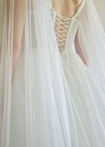 Modern Klasik Straplez Beyaz Prenses Gelinlik - Görsel 7