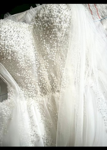 Modern Klasik Straplez Beyaz Prenses Gelinlik - Görsel 6