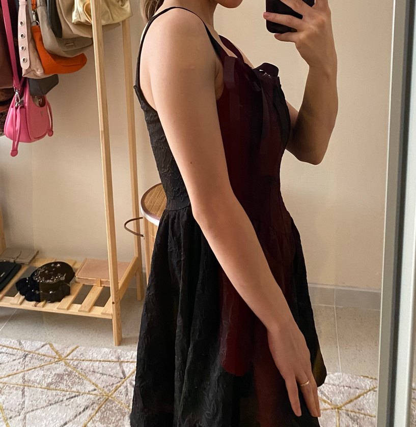 Kahverengi Siyah Gotik Midi Elbise - Görsel 3