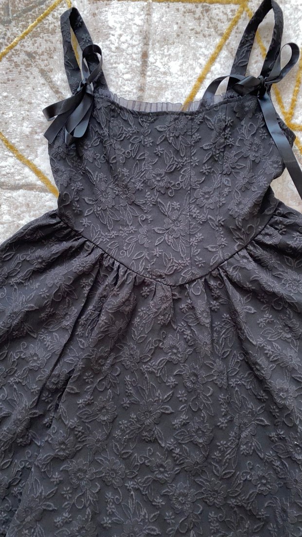 Kahverengi Siyah Gotik Midi Elbise - Görsel 4