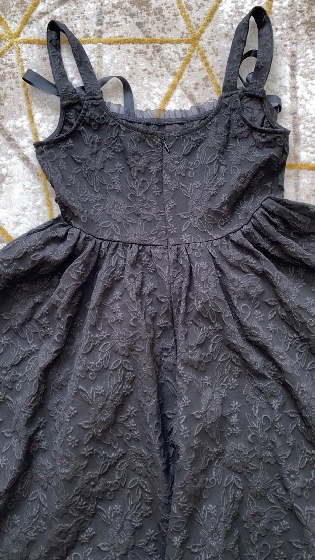 Kahverengi Siyah Gotik Midi Elbise - Görsel 5