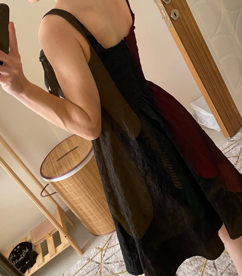 Kahverengi Siyah Gotik Midi Elbise - Görsel 2