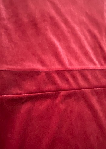 H&M Bordo Yüksek Yakalı Kadife Mini Elbise - Görsel 7