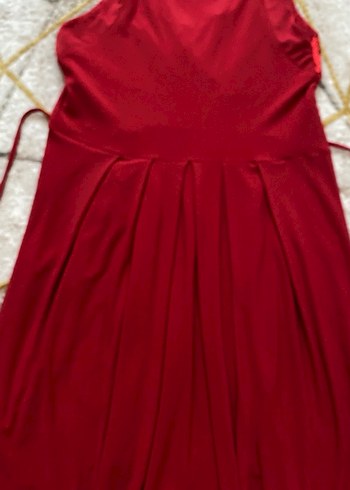 Kırmızı Drapeli Kısa Abiye Elbise - Görsel 3