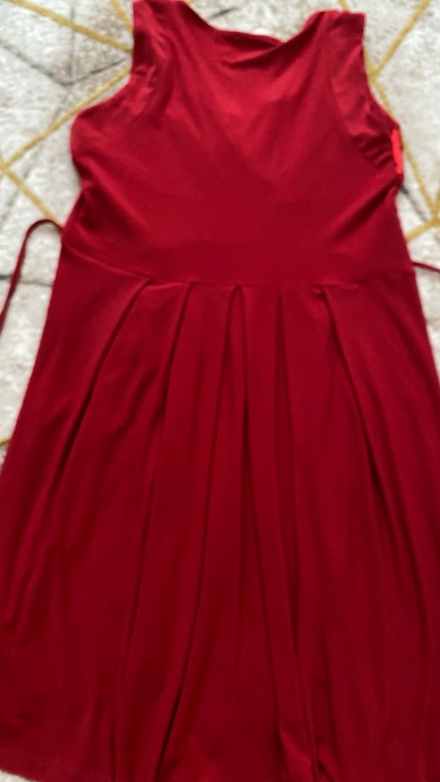 Kırmızı Drapeli Kısa Abiye Elbise - Görsel 3