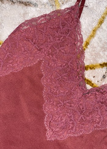 Zara Bordo Dantel Detaylı Midi Kadın İç Çamaşırı - Görsel 2