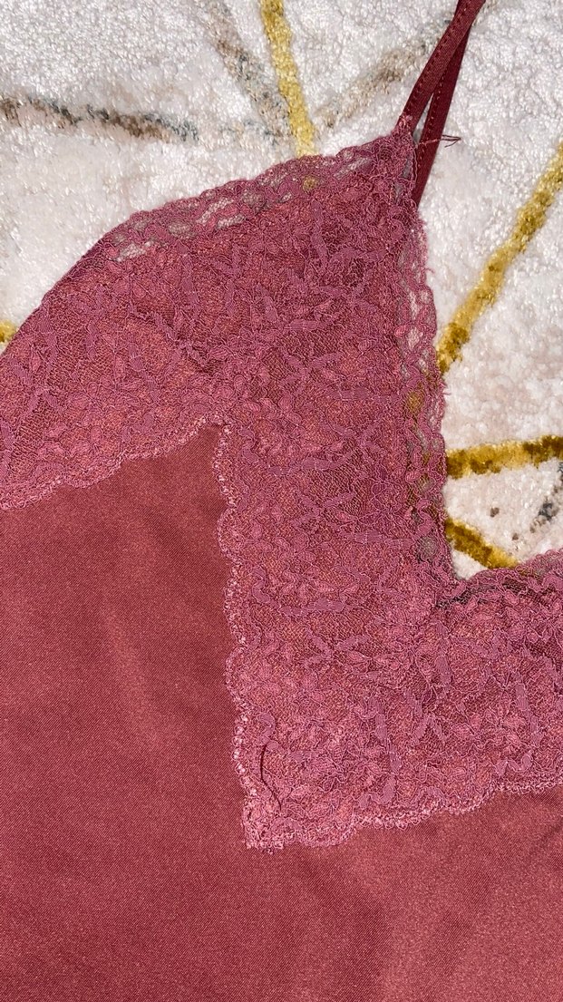 Zara Bordo Dantel Detaylı Midi Kadın İç Çamaşırı - Görsel 2