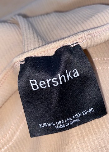 Bershka Bel Detaylı Bej Kısa Triko Elbise - Görsel 9