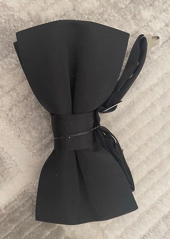 Modern Siyah Papyon ve Beyaz Mendil Seti - Görsel 3