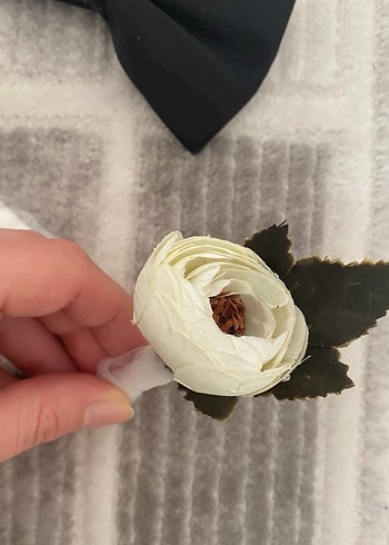 Modern Siyah Papyon ve Beyaz Mendil Seti - Görsel 4