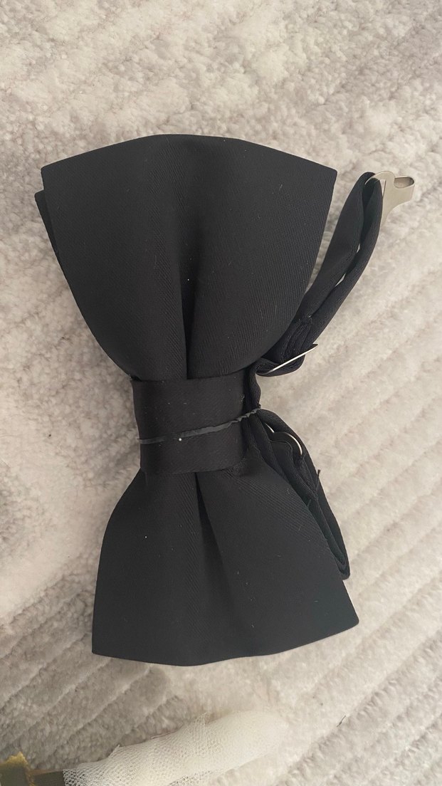 Modern Siyah Papyon ve Beyaz Mendil Seti - Görsel 3