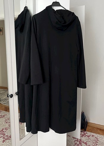Siyah Uzun Kadın Goth Kabanı kapşonlu - Görsel 2