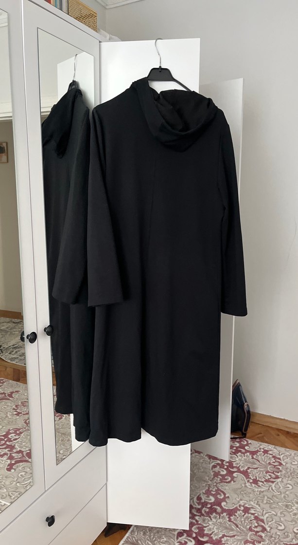 Siyah Uzun Kadın Goth Kabanı kapşonlu - Görsel 2