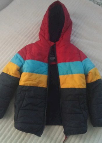 Kapüşonlu Çok Renkli Erkek Çocuk Mont - Görsel 2