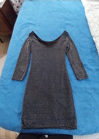 Yılan Desenli Siyah Midi Triko Elbise - Görsel 4