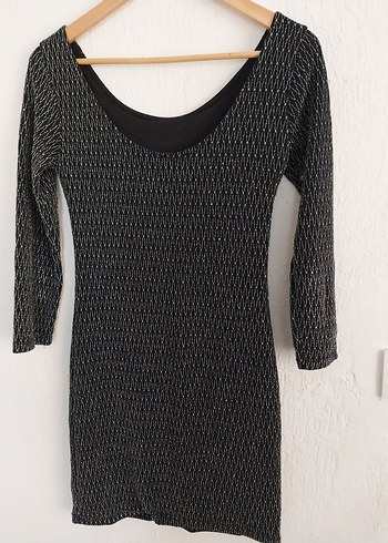 Yılan Desenli Siyah Midi Triko Elbise - Görsel 2