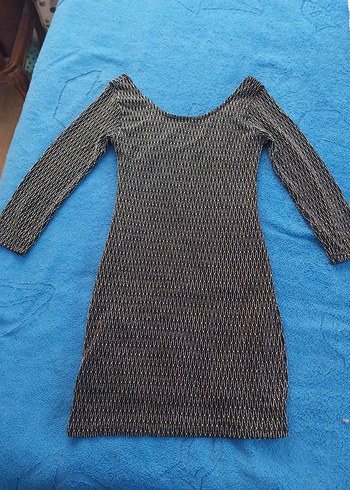 Yılan Desenli Siyah Midi Triko Elbise - Görsel 3