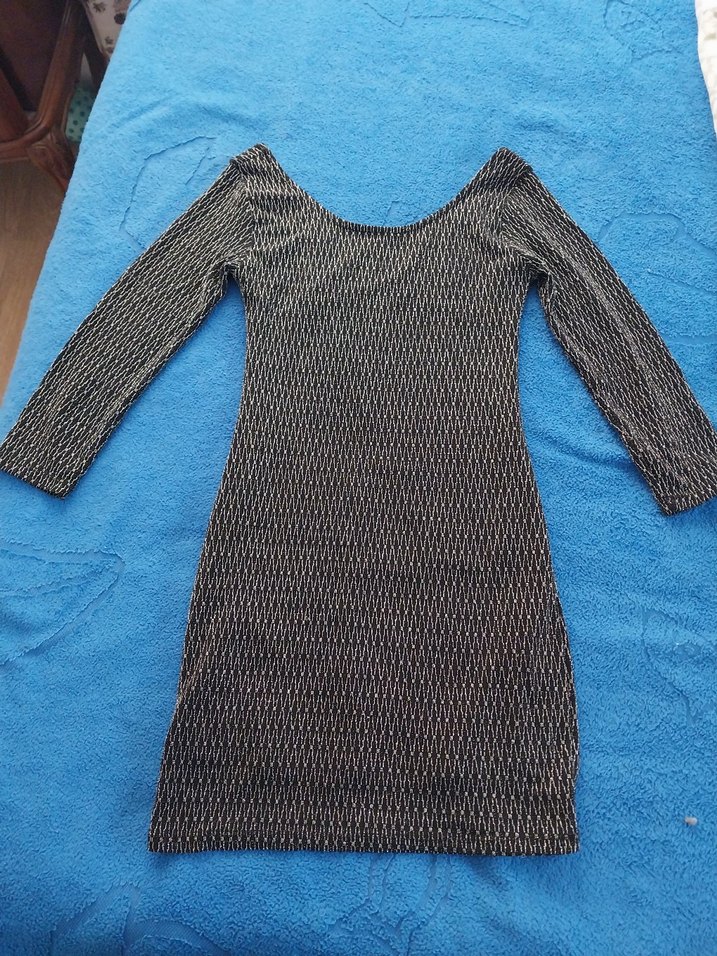 Yılan Desenli Siyah Midi Triko Elbise - Görsel 3