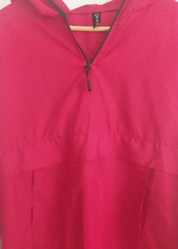 Kadın Kırmızı Kapşonlu Spor Rüzgarlık - Görsel 8