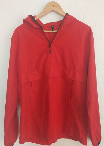 Kadın Kırmızı Kapşonlu Spor Rüzgarlık - Görsel 3