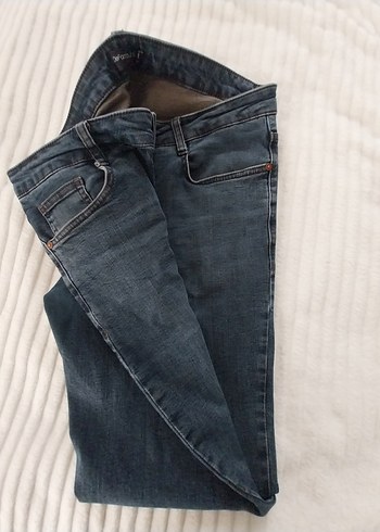 Koyu Mavi Düğmeli Erkek Kot Pantolon - Görsel 3