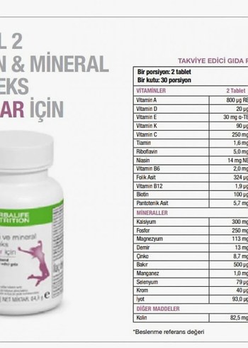 Herbalife Vitamin ve Mineral Kompleks Kadınlar İçin - Görsel 3