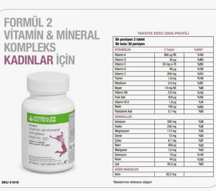 Herbalife Vitamin ve Mineral Kompleks Kadınlar İçin - Görsel 3