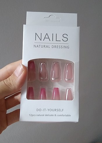 Pastel Pembe Doğal Görünümlü Takma Tırnak 12'li - Görsel 2