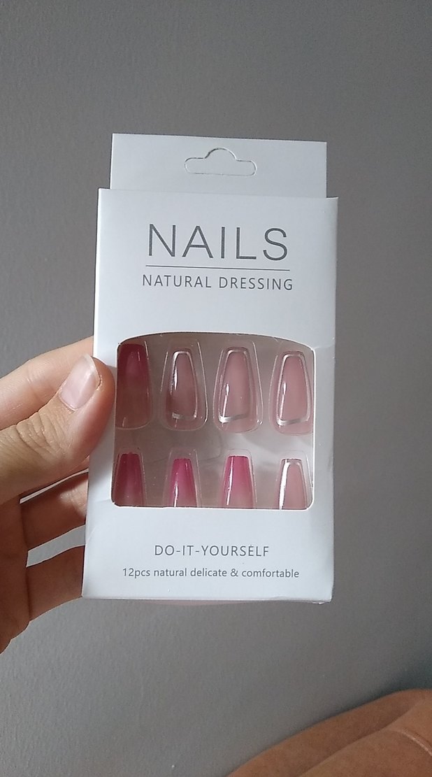 Pastel Pembe Doğal Görünümlü Takma Tırnak 12'li - Görsel 2