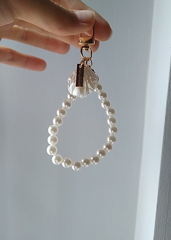 Beyaz Boncuklu Minimalist Anahtarlık - Görsel 2