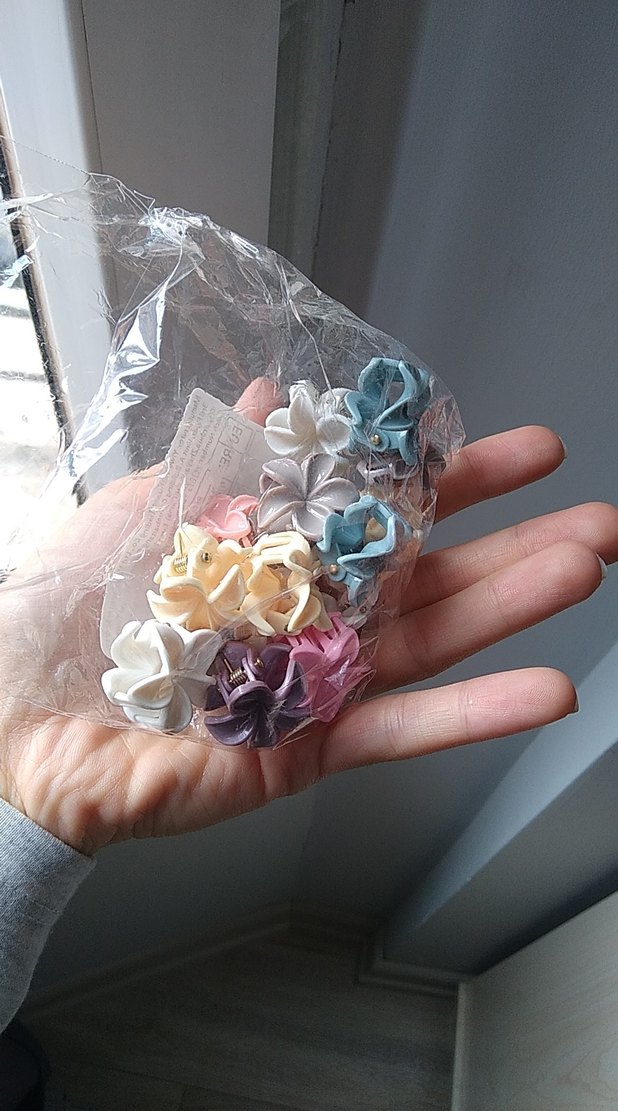 Pastel Renkli Elastik Çiçek Saç Aksesuarları 16 adet mini toka - Görsel 3