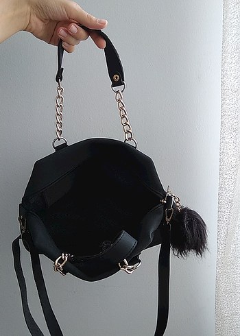 Zincir Detaylı Siyah Süet Gotik Kadın Çanta - Görsel 3