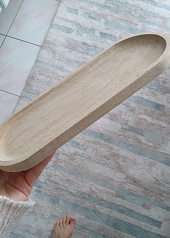 Bej Bohem Tarzı Ahşap Tepsi - Görsel 2