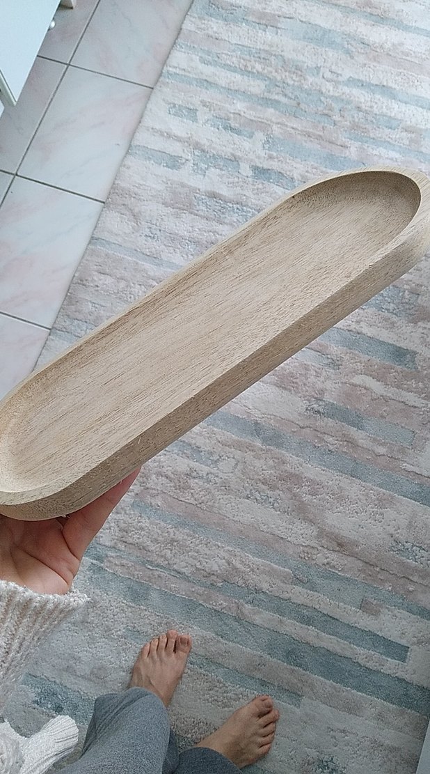 Bej Bohem Tarzı Ahşap Tepsi - Görsel 2