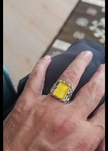 AKİK TAŞLI ÇELİK YÜZÜK LOTU - Görsel 6