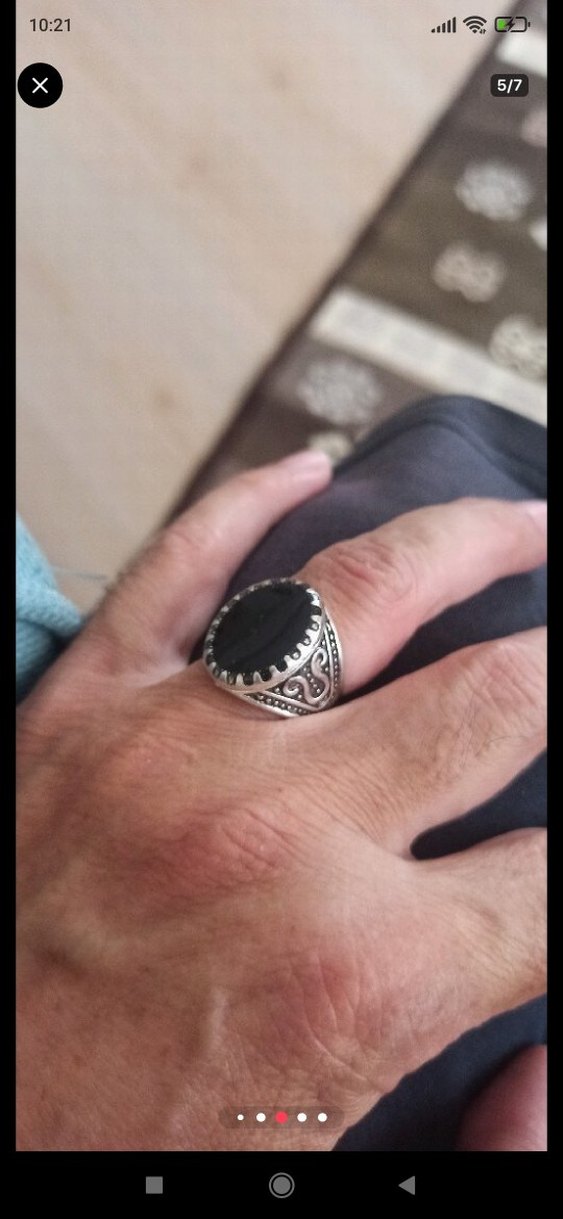 AKİK TAŞLI ÇELİK YÜZÜK LOTU - Görsel 5