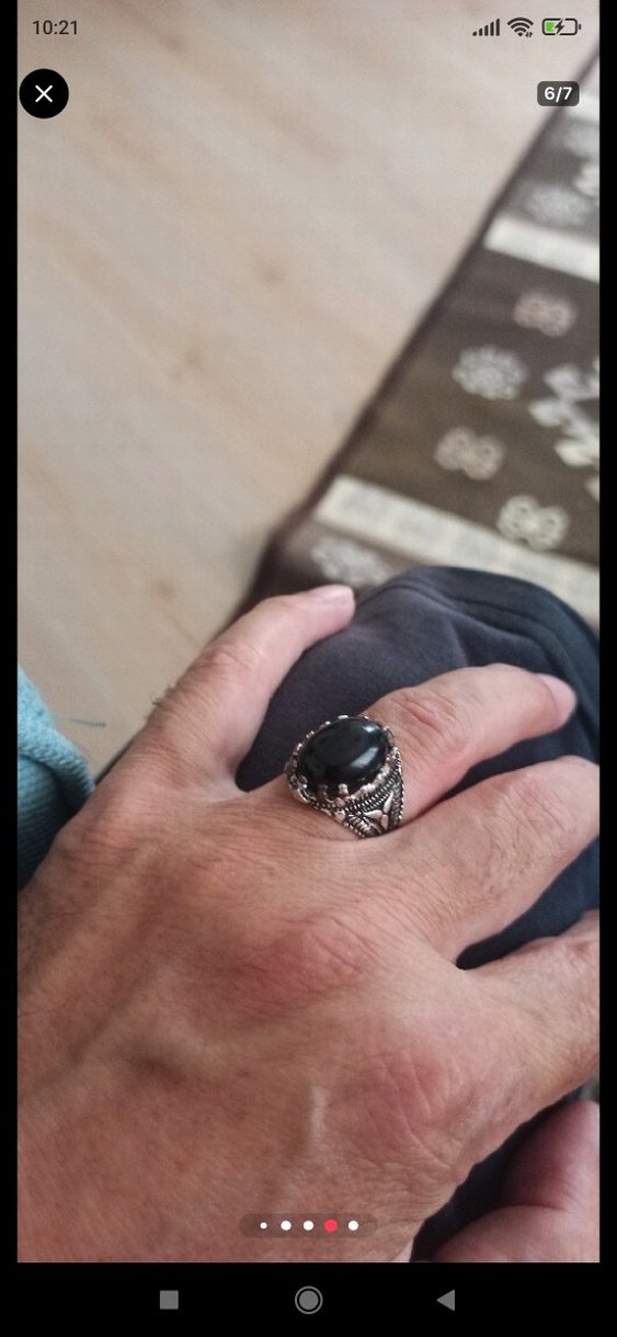 AKİK TAŞLI ÇELİK YÜZÜK LOTU - Görsel 4