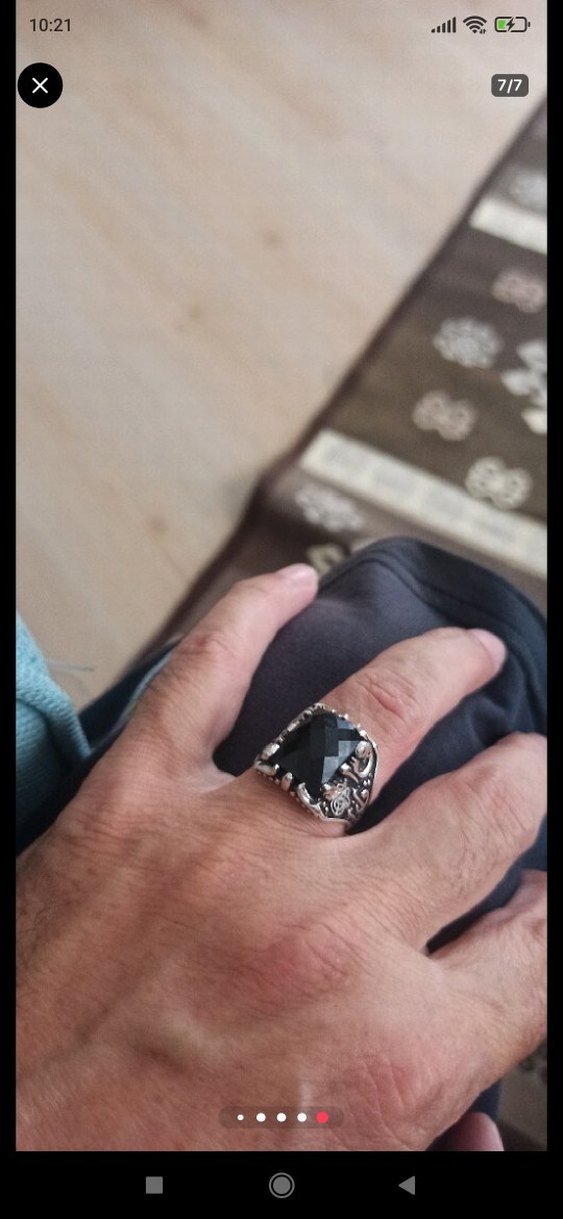 AKİK TAŞLI ÇELİK YÜZÜK LOTU - Görsel 3