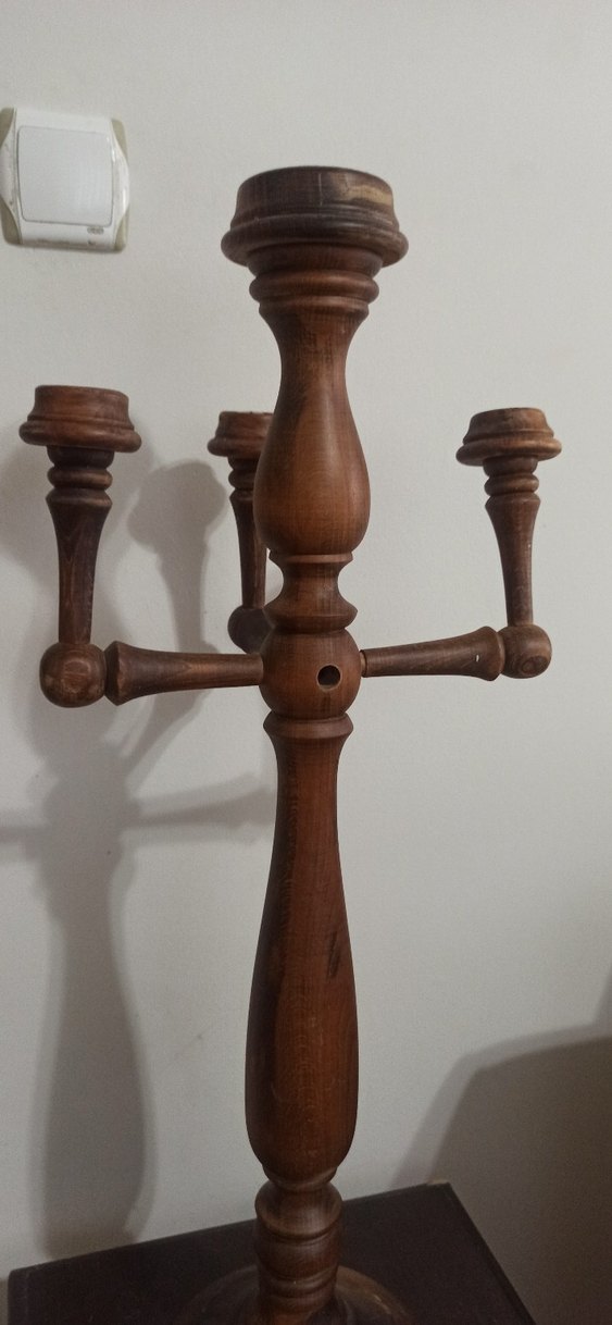 ANTİKA 4 KOLLU AHŞAP ŞAMDAN - Görsel 4