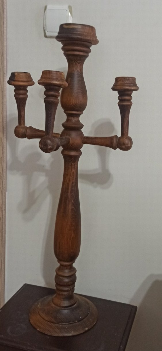 ANTİKA 4 KOLLU AHŞAP ŞAMDAN - Görsel 2