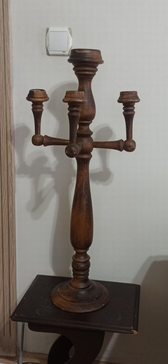 ANTİKA 4 KOLLU AHŞAP ŞAMDAN - Görsel 3