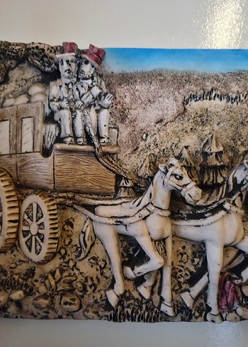 At Arabalı Eski Sahne Kabartma Tablo - Görsel 2